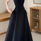 Black A-line Square Neckline Prom Dress,Retro Black Formal Gown Y4724