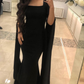 Elegant Black Square Neckline  Mermaid Evening Dress,Black Gala Dress  Y5557