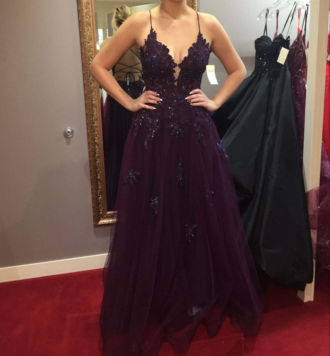 Modest A-line Purple Prom Dress with Lace-up Back Y4422