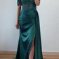 Charming Mermaid Emerald Green Satin Corset Evening Dress Y5592