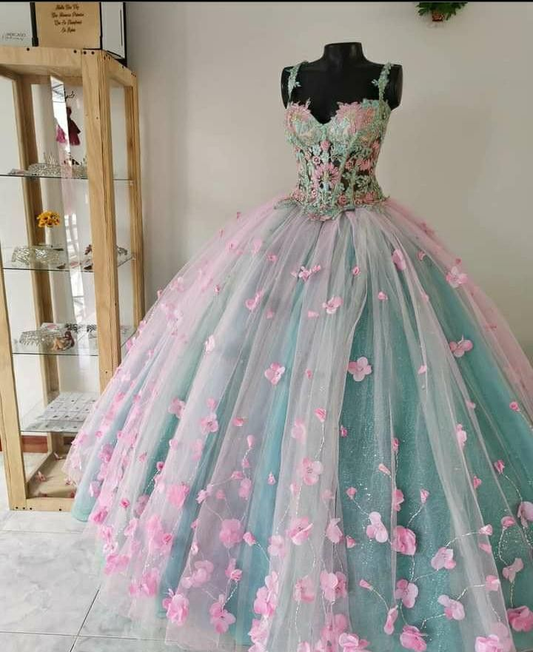 Women’s Quinceanera Ball Gown Application Prom Formal Evening Party Gowns for Sweet 15 16 Y2643