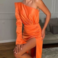 Orange One Sleeve Prom Dress Trendy Prom Gown Y5303