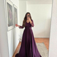 A-line V neck Long Sleeves Prom Dresses Lace Appliques Formal Gowns Y4891