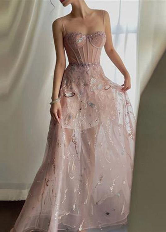 Sexy Pink A-line Prom Dress,Pink Evening Gown Y6541