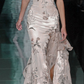Vintage Deep V Satin Sequins Embroidered Prom Dress,Mermaid Slit Evening Dress Y8415