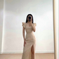 Charming Champagne Prom Dress with Split Y2879