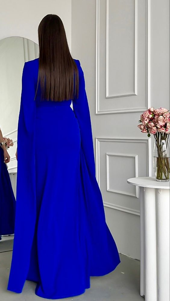 Women's Party Evening Dress Royal Blue Long Evening Dress  Y4646