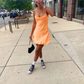 Cute Orange Homecoming Dress Back To School Dress Y2833