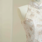 Elegant Light Pink Satin Lace Sequin Beaded Evening Dress,Slit Mermaid Prom Dress Y8672