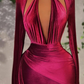 Sexy Velvet Long Sleeve Evening Dress,Chic Evening Gown Y4934