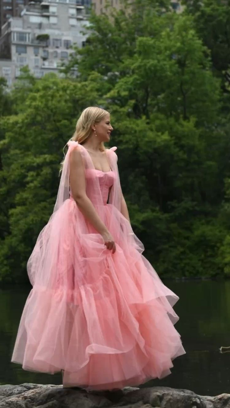 Romantic Light Pink A-line Tulle Prom Dress,Light Pink Princess Dress Y2681