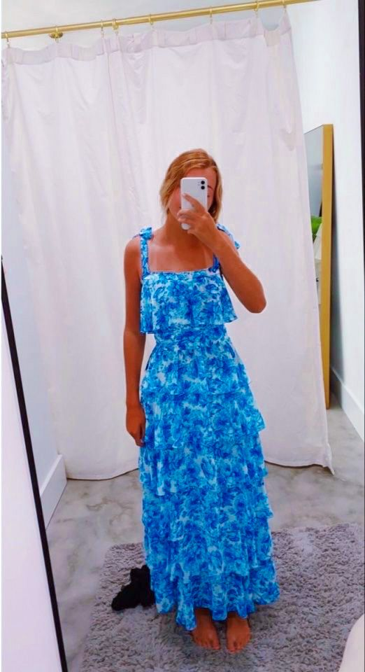 Chic Blue A-line Prom Dress,Boho Dress Y6381