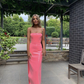 Strapless Pink Sheath/Column Prom Dress,Reception Dress Y4411