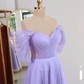Lilac Glittered Tulle Midi-length Prom Dress, Engagement Dress, Promise Dress,Corset Dress Y4777