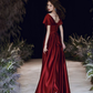 A-line Evening Dress V-neck Prom Gown Short Cap-sleeve Party Robe Long Satin Formal Women Custom-made Dress Y4574
