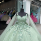 Sage Green Ball Gown with Appliques,Sweet 16 Dress,Quinceanera Dress Y2319