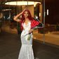 Charming Silver Sequins Mermaid Evening Dress For Black Girls Y4168