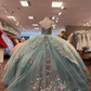 Glitter Sweetheart Spaghetti Strap Quinceanera Dresses Gorgeous 3D Flower Applique Beading Ball Gown  Y4711