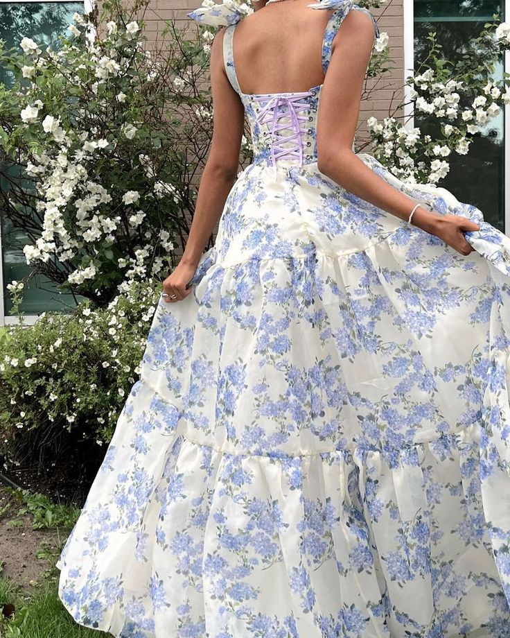 Special Floral Pattern Chiffon A-Line Prom Evening Dresses Y6721