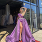 Purple dress with side slit prom gowns, bridal dresses, women wedding dress Y5230