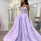 Lavender Corset Back Tulle Ball Gown,A-line Prom Dress Y4580