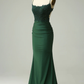 Mermaid Halter Dark Green Long Prom Dress with Appliques Beading Y2989
