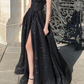 Chic Black Spaghetti Straps Long Prom Dress Graduation Dress  Y2894