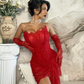 Red Lace Mini Homecoming Dress,Red Party Gown Y7387