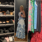 Gorgeous Blue Sleeveless V-Neck Lace Ruffle Tiered Evening Dress,Formal Prom Dress Y8460