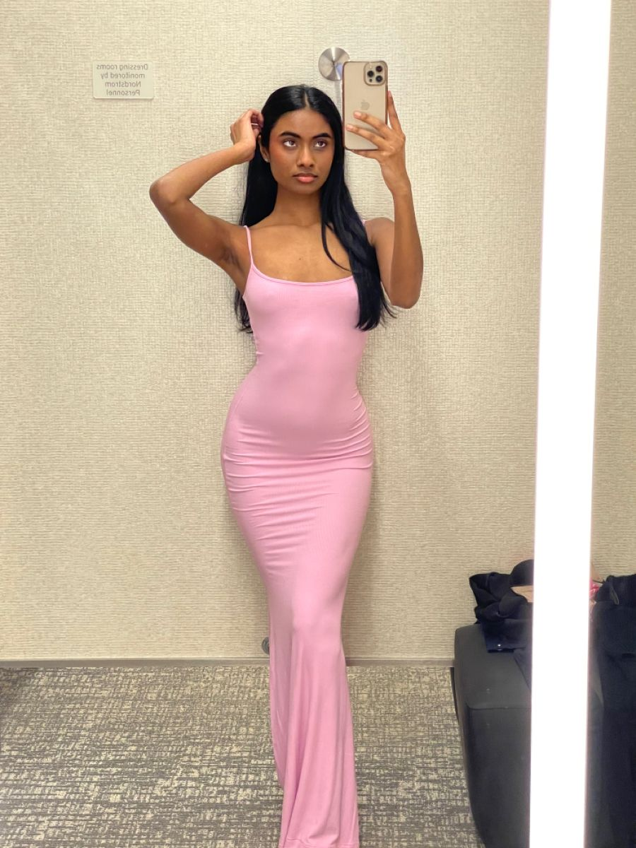 Light Skims Pink Bodycon Dress,Sexy Light Pink Evening Dress,Light Pink Maxi Dress Y4094