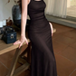 Vintage Satin Tulle Spaghetti Straps Prom Dress Evening Dress Y8471