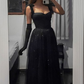Elegant Black A-line Long Evening Dress Formal Gown  Y2869