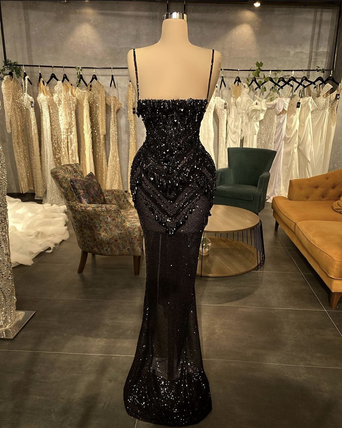 New Sexy Black Prom Dresses Mermaid Sparkly Crystals Cocktail Dresses Spaghetti Beach Evening Dresses For Women Y4694