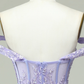 A Line Off the Shoulder Lilac Corset Homecoming Dress with Appliques Y2168