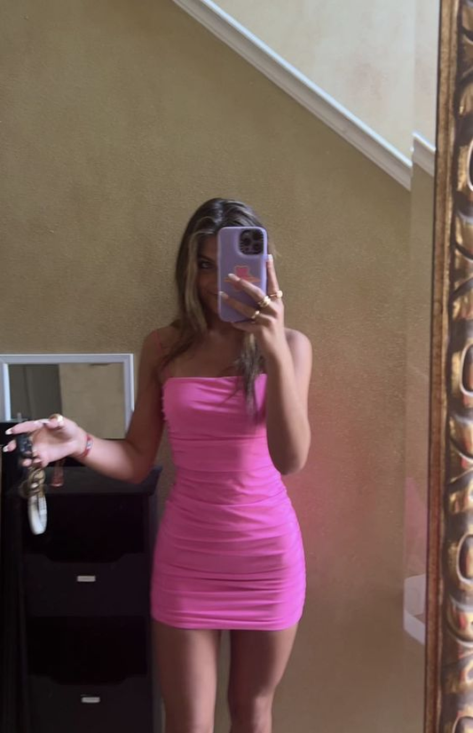 Sexy Pink Bodycon Dress,Mini Homecoming Dress Y6474