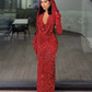 Charming Red Sequin Sheath Prom Dress,Red Evening Dress Y4701