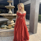 Elegant Off Shoulder Tulle Prom Dress,A-line Prom Gown Y5013