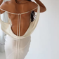 Women Satin Lace Up Backless Long Dress Elegant Bodycon Prom Dresses Y4624