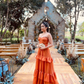 Strapless Bridesmaid Dress, Long Ruffle Dress,A-line Prom Dress Y4984