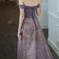 Dreamy Purple Prom Dress off Shoulder Evening Dress Elegant Long Banquet Dress Sleeveless Party Dress Girl Graduation Dress Y4286