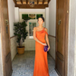 Elegant Orange Sheath Prom Dress,Orange Wedding Guest Outfit Y6244