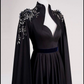 Black Satin Long Prom Dress Gothic Style Y109