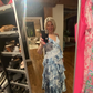 Gorgeous Blue Sleeveless V-Neck Lace Ruffle Tiered Evening Dress,Formal Prom Dress Y8460