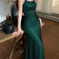 Vintage Satin Tulle Spaghetti Straps Prom Dress Evening Dress Y8471