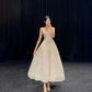 Glitter A-line Midi-length Evening Dress,Glam Dress  Y6579