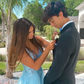Blue A-line Tulle Appliques Long Prom Dress Y2564