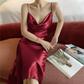 Sexy Champagne Spaghetti Straps Sleeveless Silk Prom Dress,Bridesmaid Dress Y1126