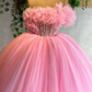 pink prom dresses, ruffle prom dresses, ball gown,puffy prom dresses, tulle evening dresses, new arrival evening dresses Y1492