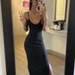 Spaghetti Straps Black Maxi Dress Sexy Evening Dress Y320
