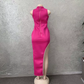 Women's Sexy Shiny Slit Fringe Bandage Dress Elegant Long Evening Dress Y407